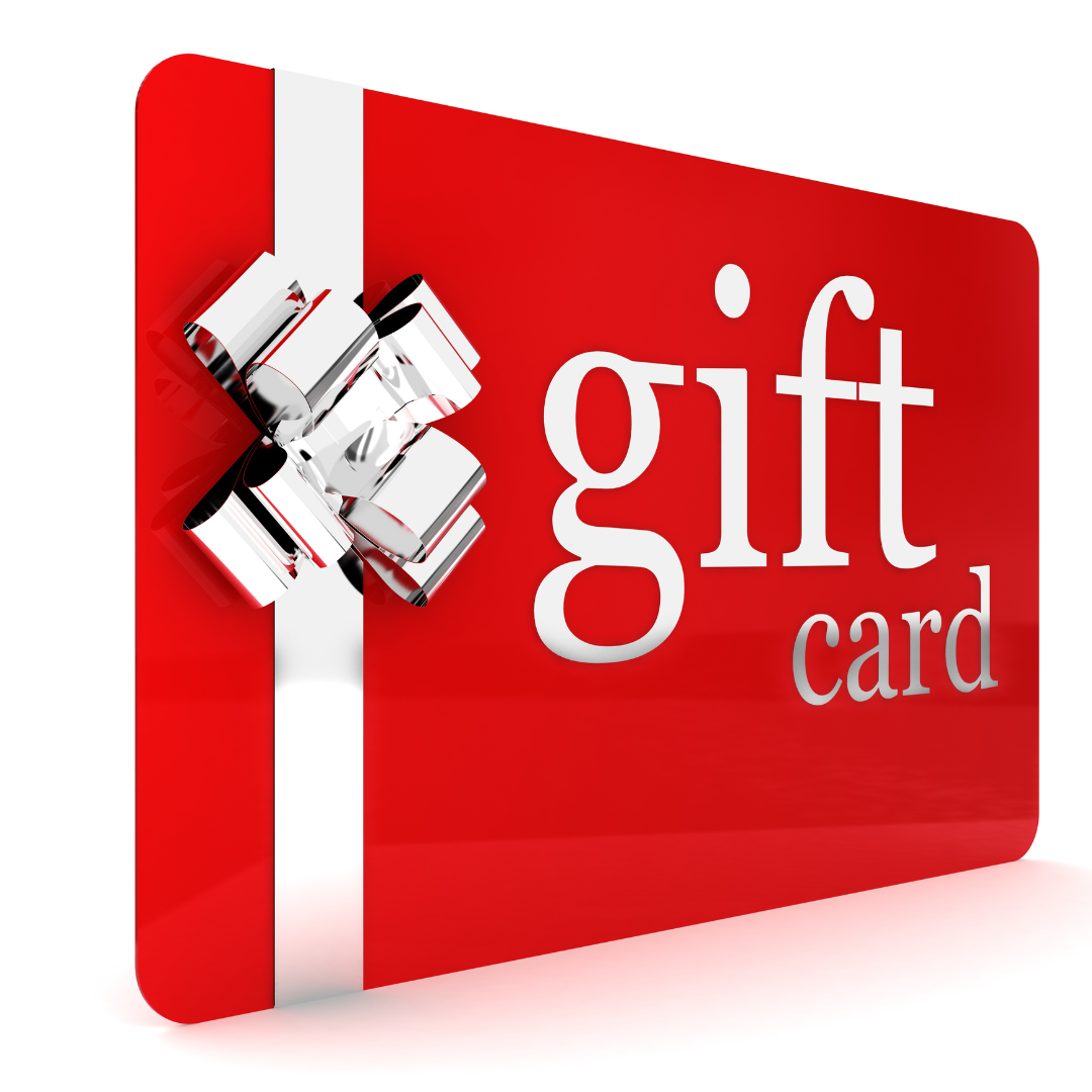 Red gift card with a white bow