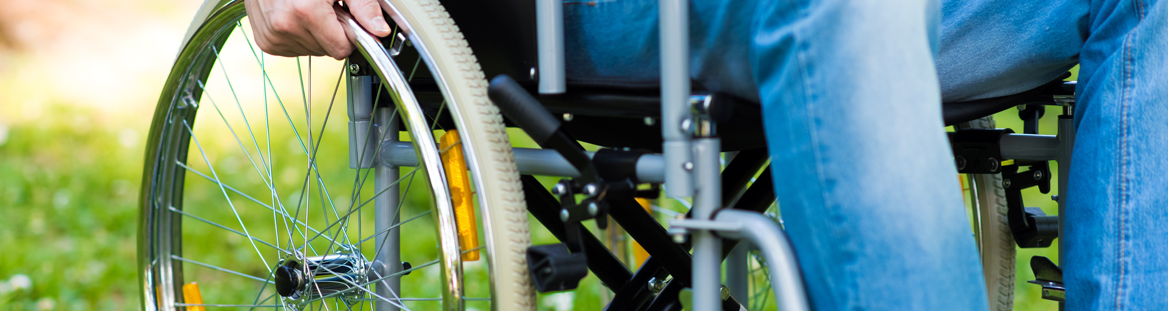 Up-close view of a wheelchair